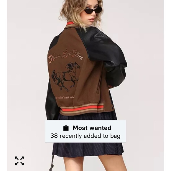 Avec Les Filles Brown and Black Bomber Jacket - Picture 4 of 5